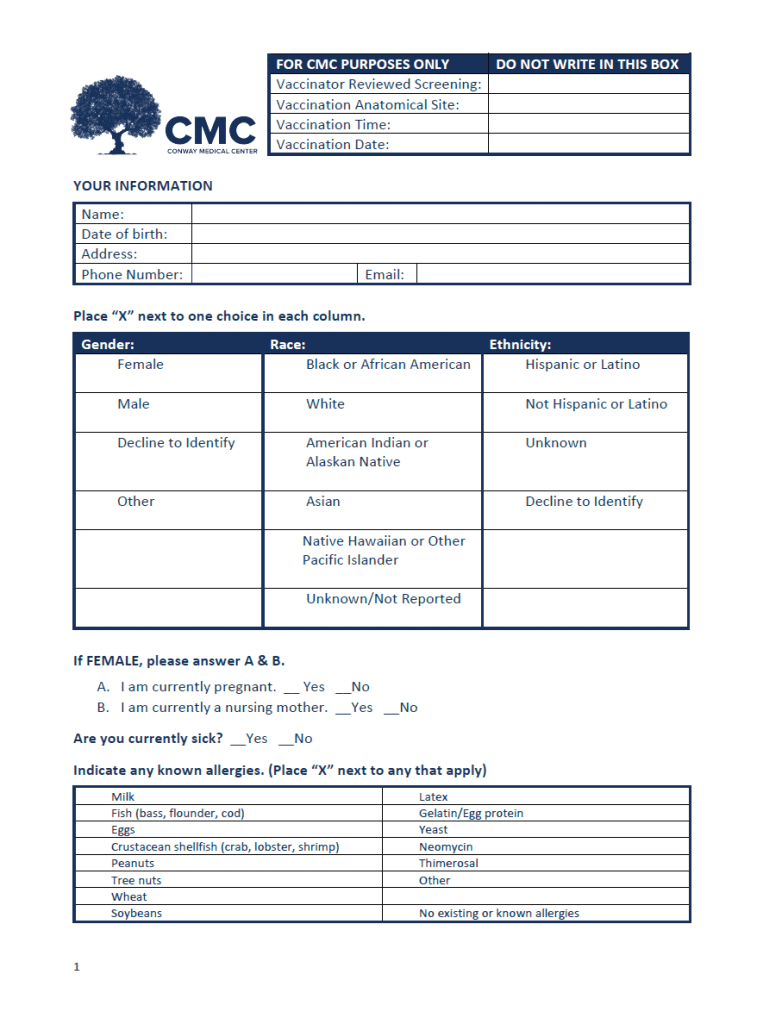 Request A Covid-19 Vaccination · Conway Medical Center